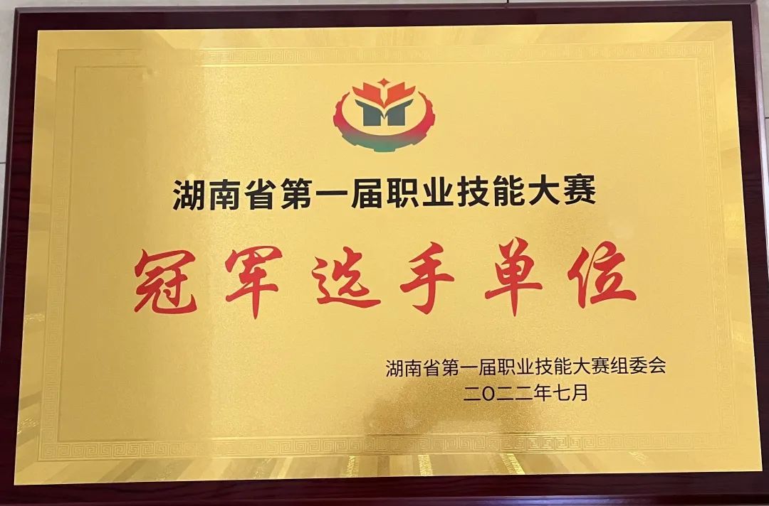 南宫·NG28(China)官方网站荣获湖南省第一届职业技能大赛冠军选手单位荣誉称号